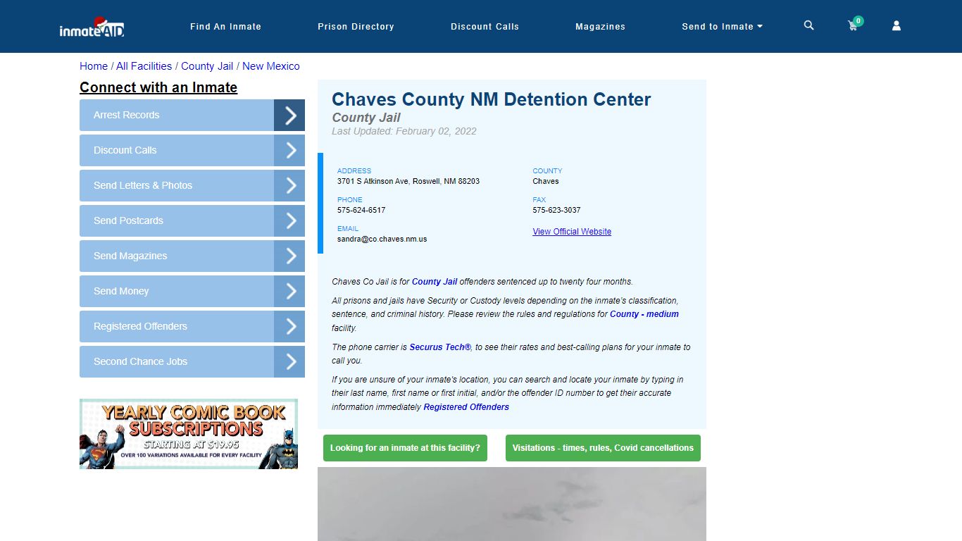Chaves County NM Detention Center - Inmate Locator - Roswell, NM